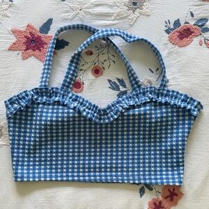 Urban outfitters blue and white checkered crop top